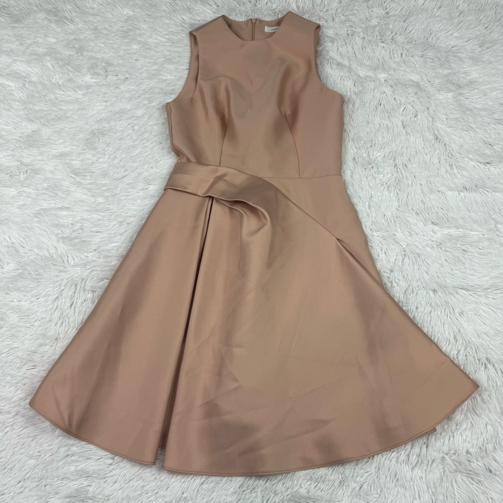 Lane JT sleeveless draped satin cocktail dress crew neck solid